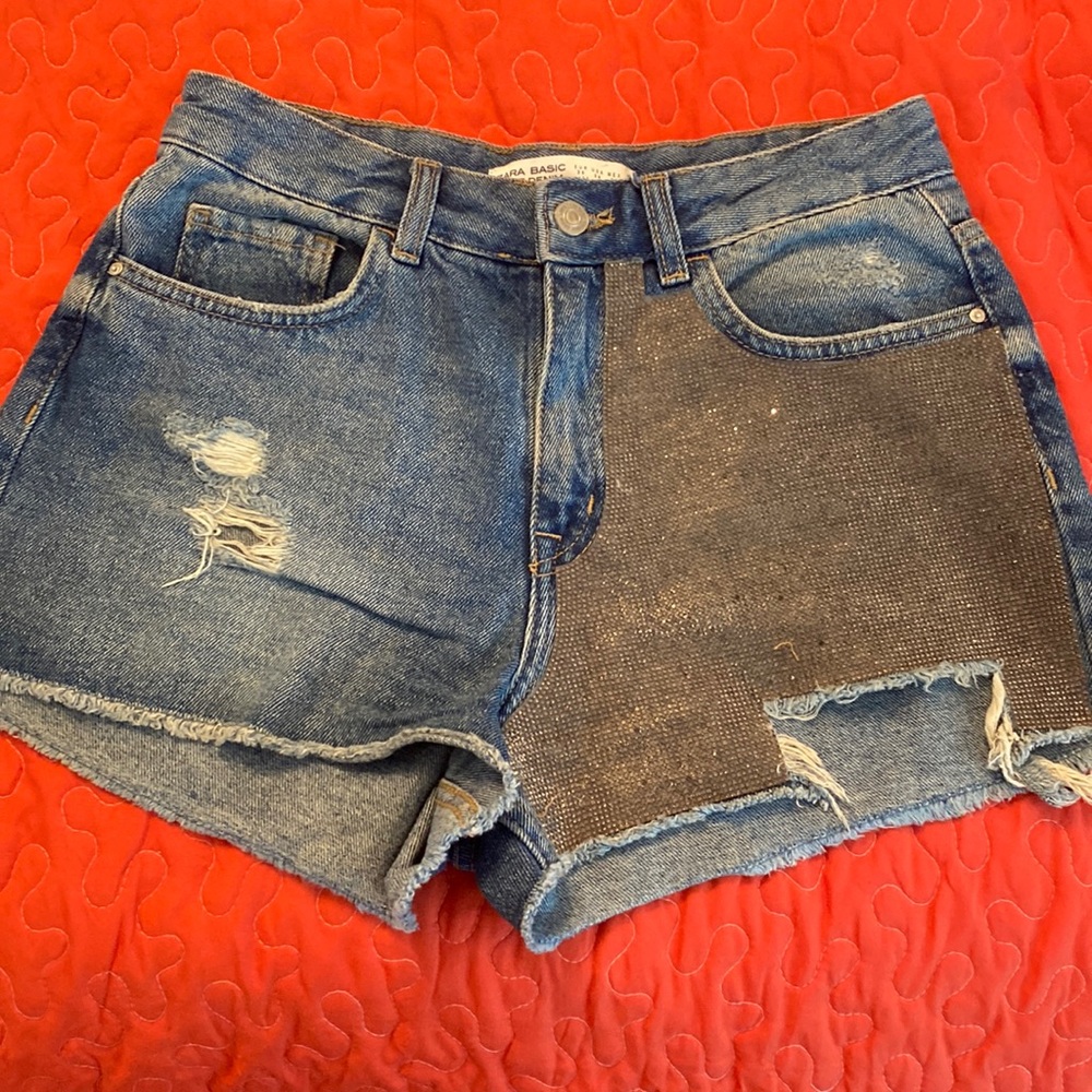 ZARA BASIC Z1975 Denim Shorts with Crystal
